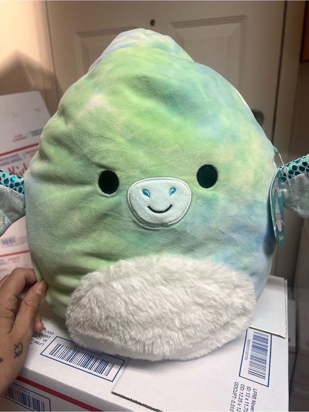 Squishmallows Green Tie-Dye Plush Sea Pillow